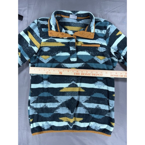 Columbia Women's Medium Fleece Pullover Aztec Southwest Snap Collar Teal Mustard - Picture 6 of 11